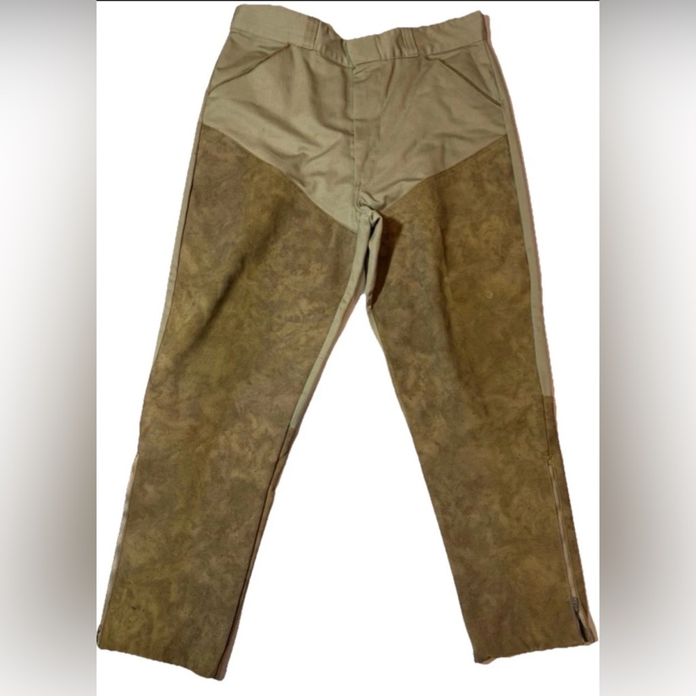 Vintage 1950s Abercrombie Fitch Hunting Pants Suede Chaps Canvas Workwear